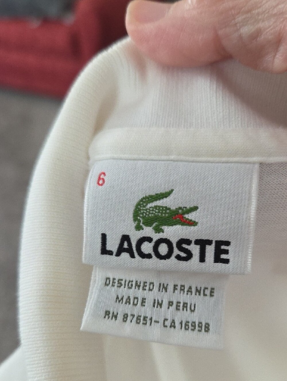 Lacoste White Polo with Light Blue and Navy Argyle Front - Picture 5 of 7